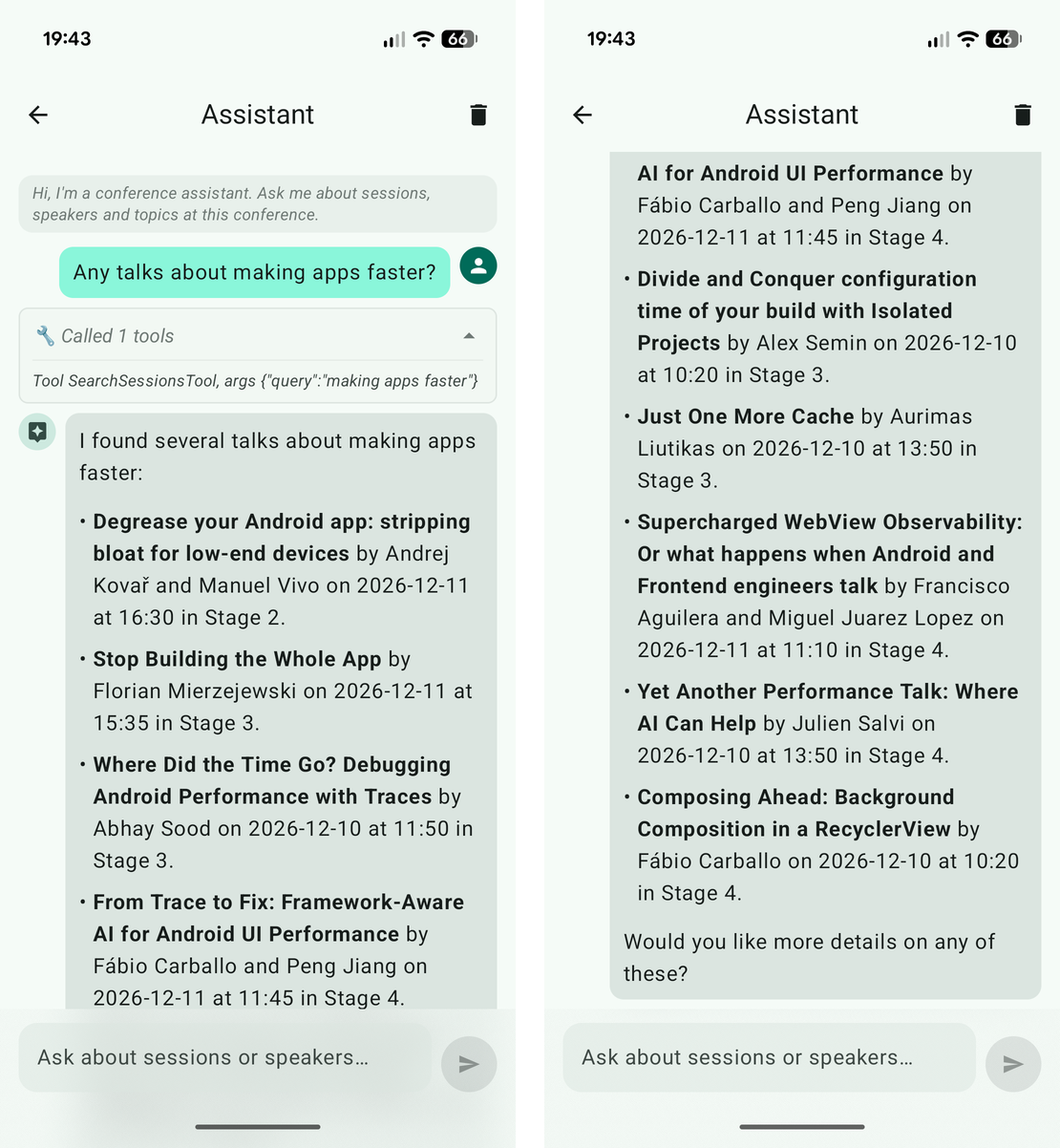 Confetti assistant using on-device semantic search