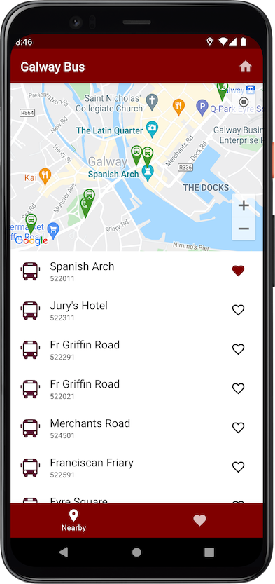 galway bus app screenshot