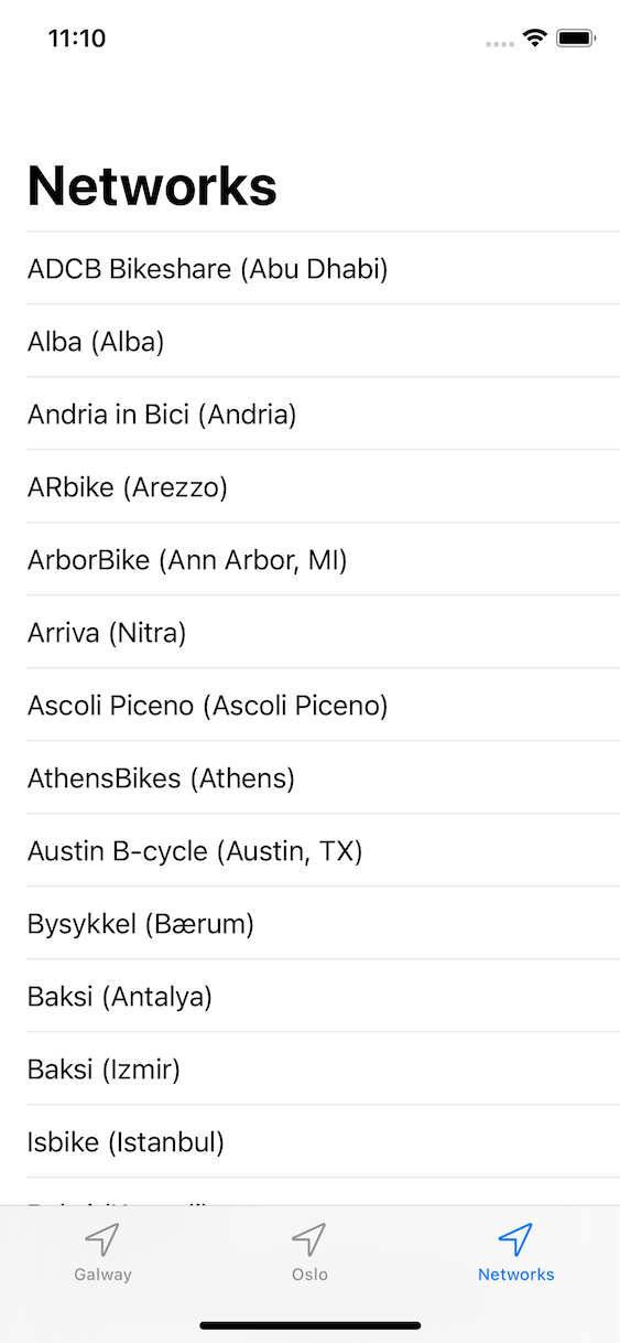 iOS Network List Screen