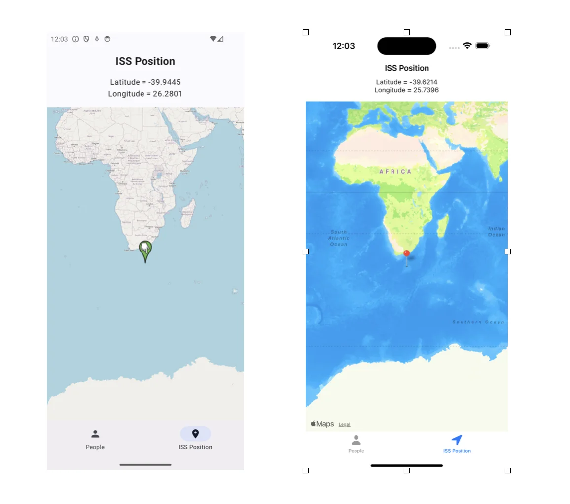 ISS screenshot on Android and iOS