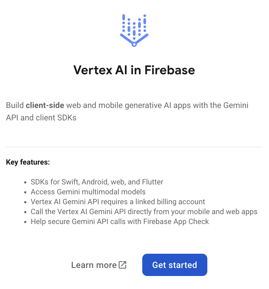 Vertex AI firebase screenshot